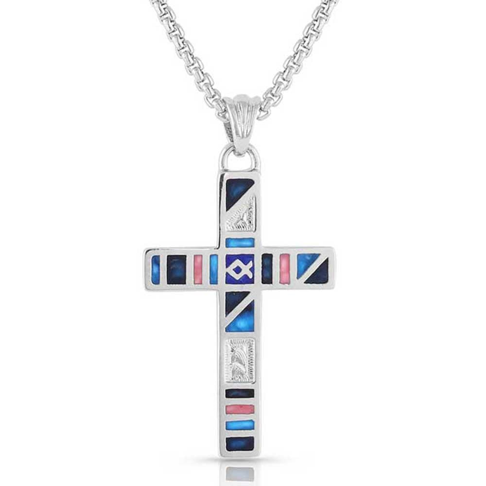 Montana Silversmiths Wrangler Shades Of Blue Petite Cross Necklace
