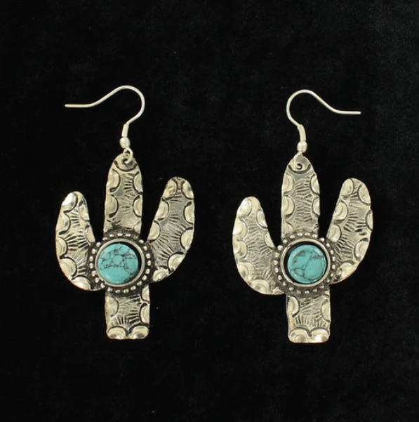 M&F Silver Cactus Turquoise Stone Earring