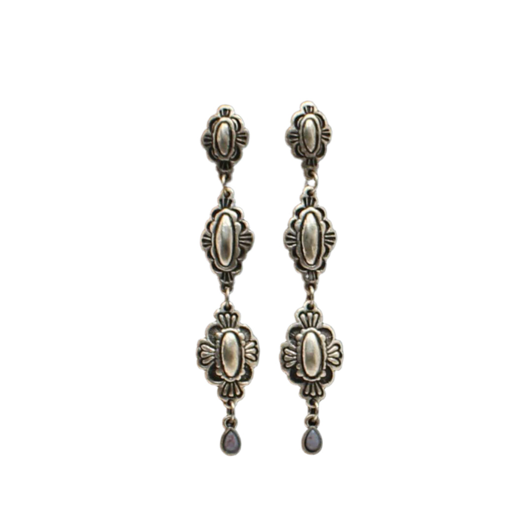 3 Tiered Silver Earrings