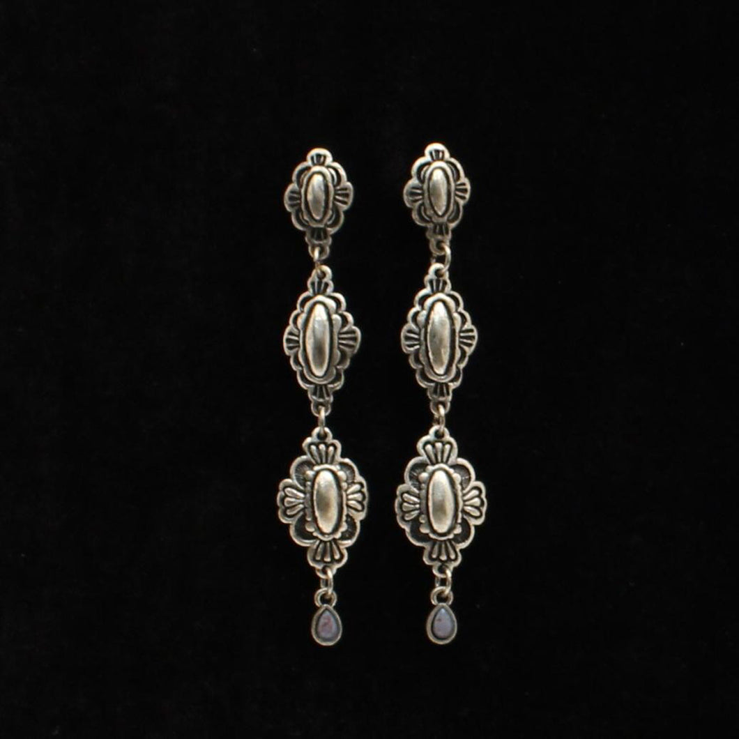 3 Tiered Silver Earrings