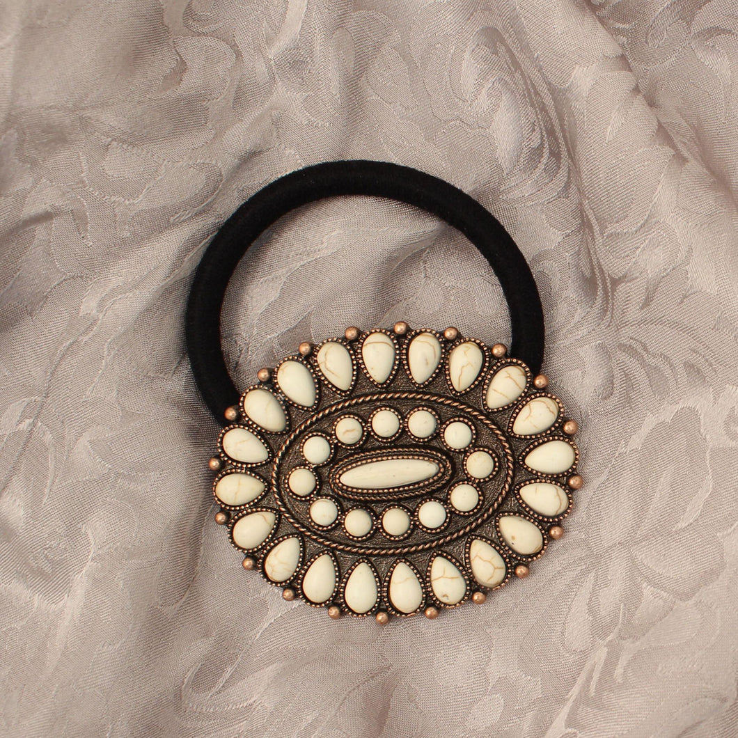 Copper/White Blossom Hair Tie