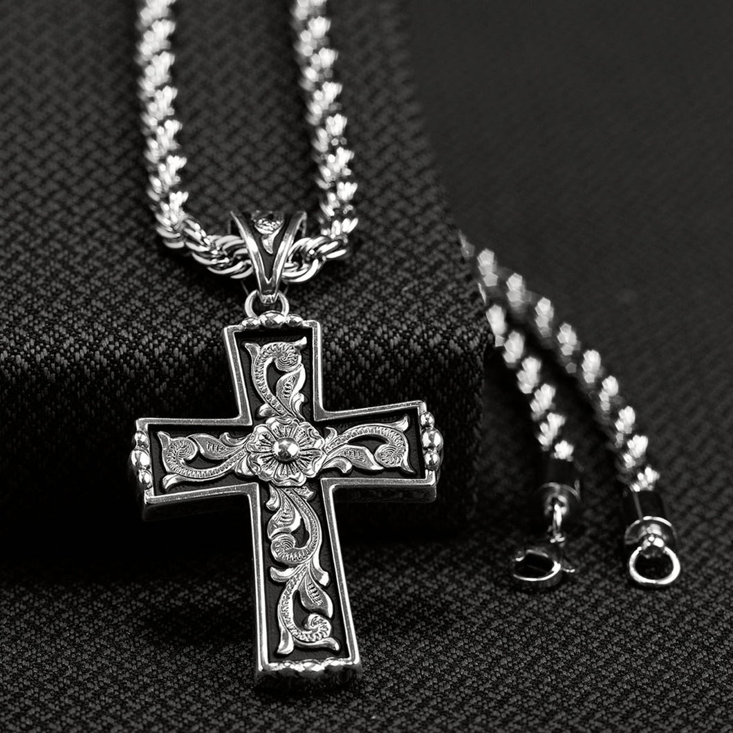 Scroll Cross Twister Necklace