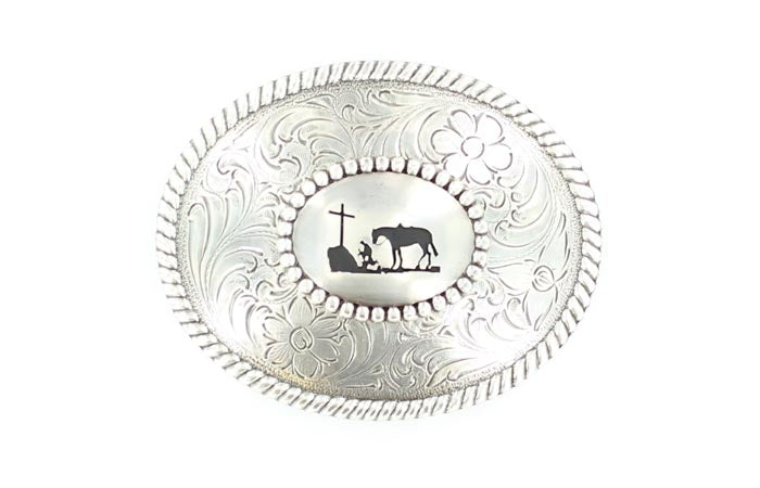 Oval Cowboy Praying Buckle