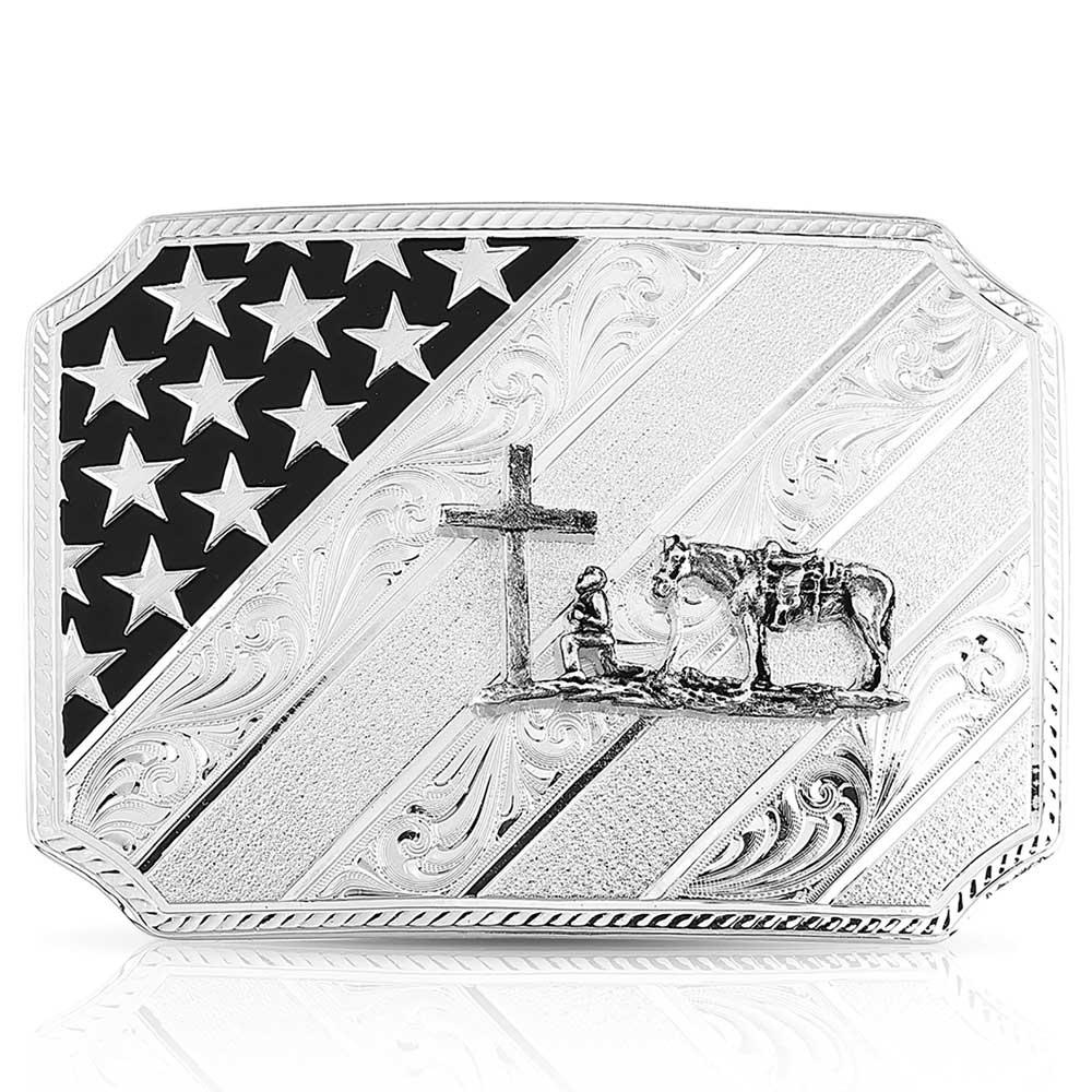 Montana Silversmith All American Christian Cowboy Silver Buckle