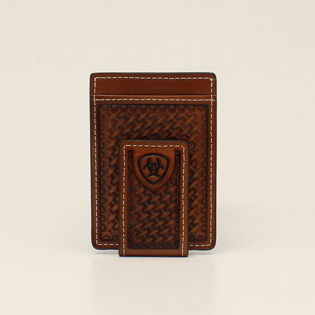 Ariat Brown Basket Weave Money Clip