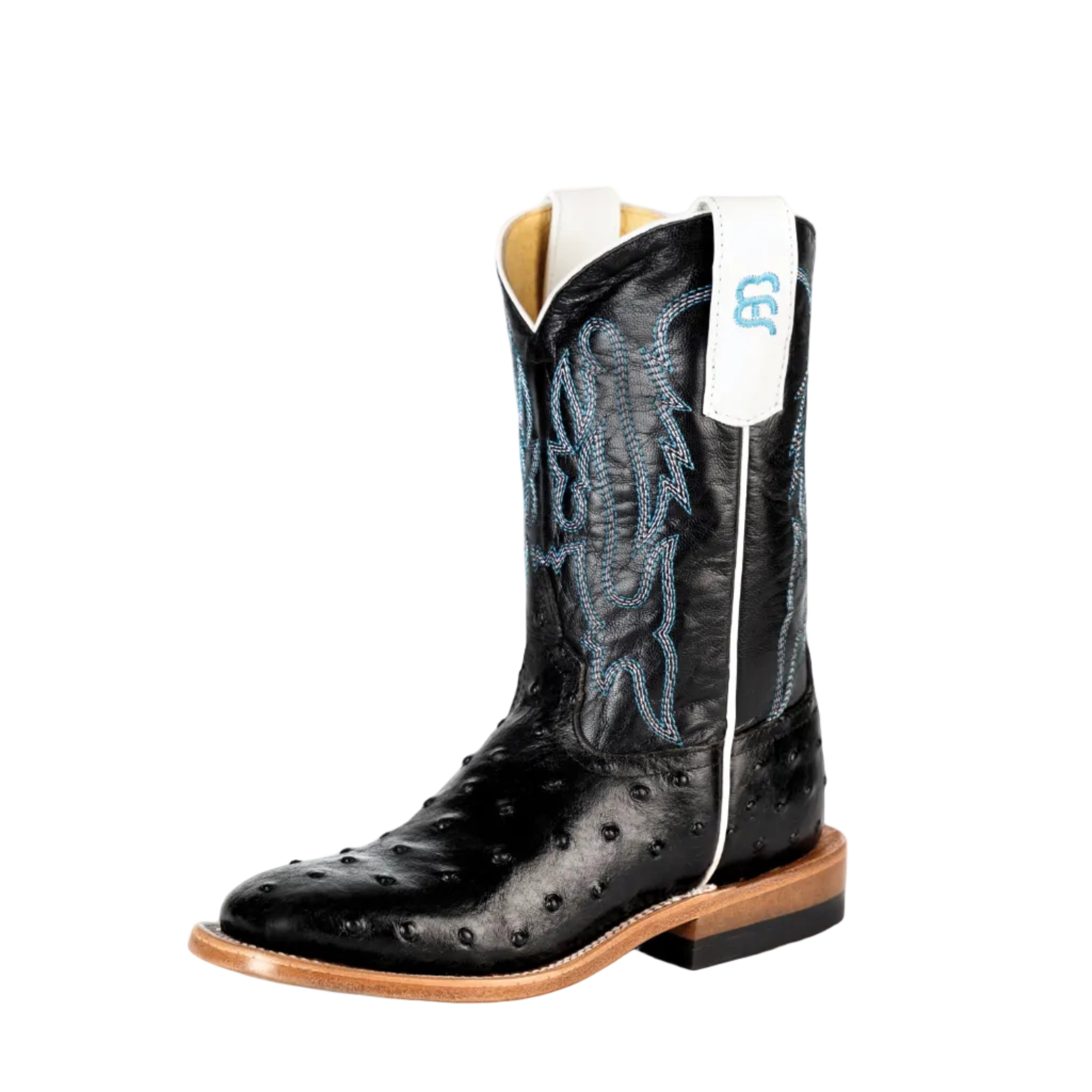 Anderson Bean Black Ostrich Print Children's Boot
