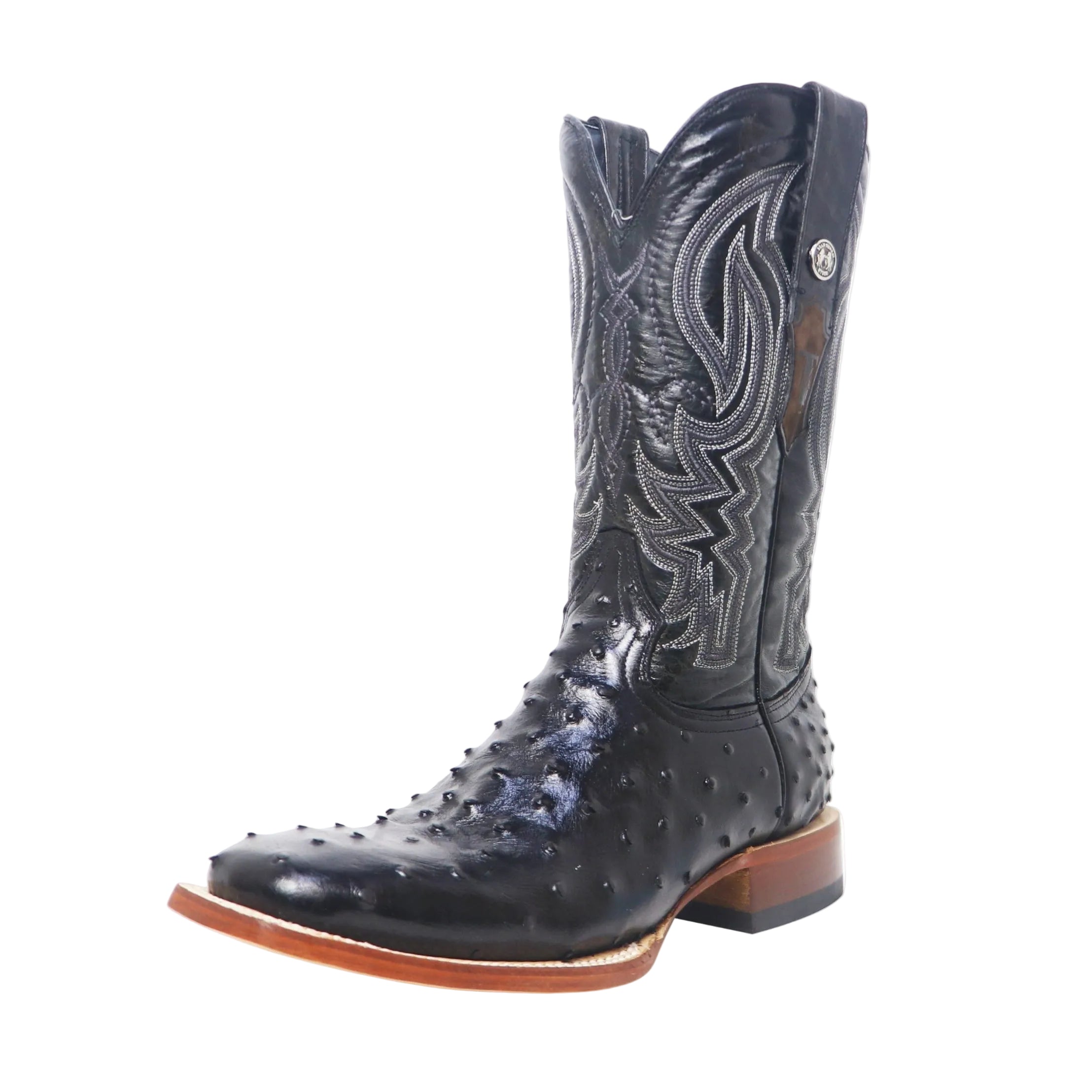 Tanner Mark Black Ostrich Print Men's Boot