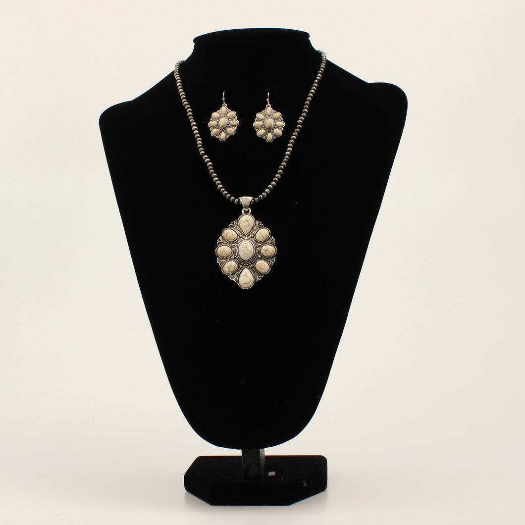 Blazin Roxx Necklace and Earring Beaded Squash Blossom Set