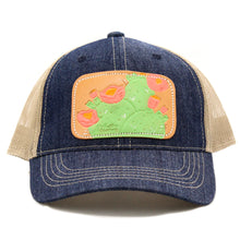 Load image into Gallery viewer, Cactus Coral Bloom Leather Patch Cap

