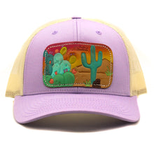 Load image into Gallery viewer, Prickly Pear Saguaro Sunset Leather Patch Cap
