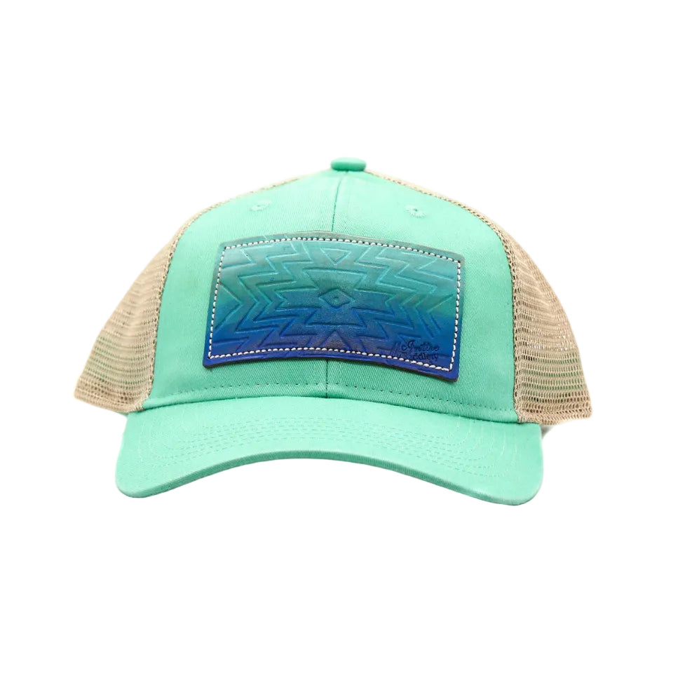 Cool Ombre Aztec Leather Patch Cap