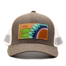 Load image into Gallery viewer, Blue Sunflower Leather Patch Cap
