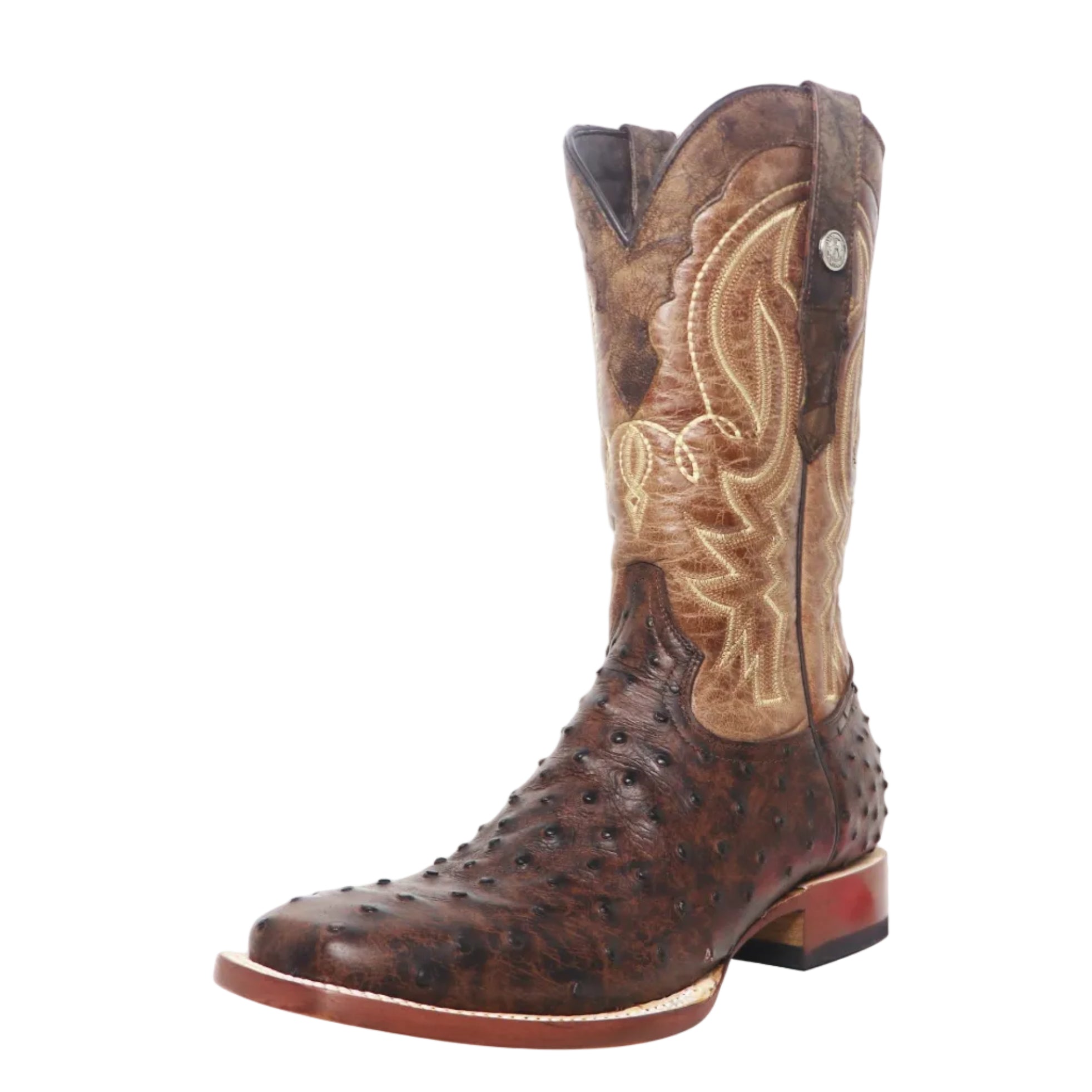 Tanner Mark Chocolate Ostrich Print Men's Boots