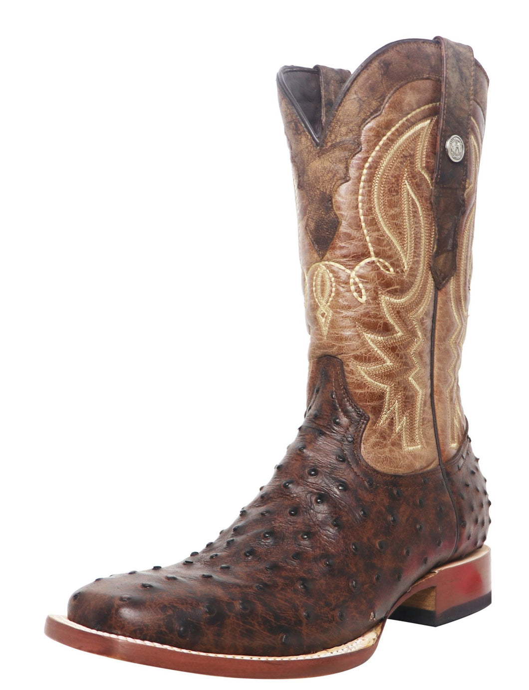 Tanner Mark Chocolate Ostrich Print Men's Boots