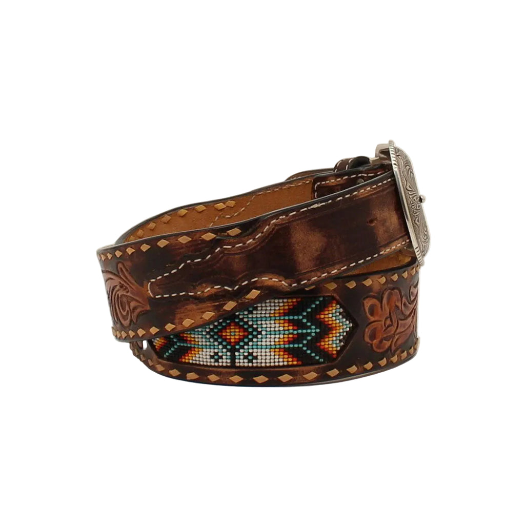 Tooled and Beaded Men's Belt