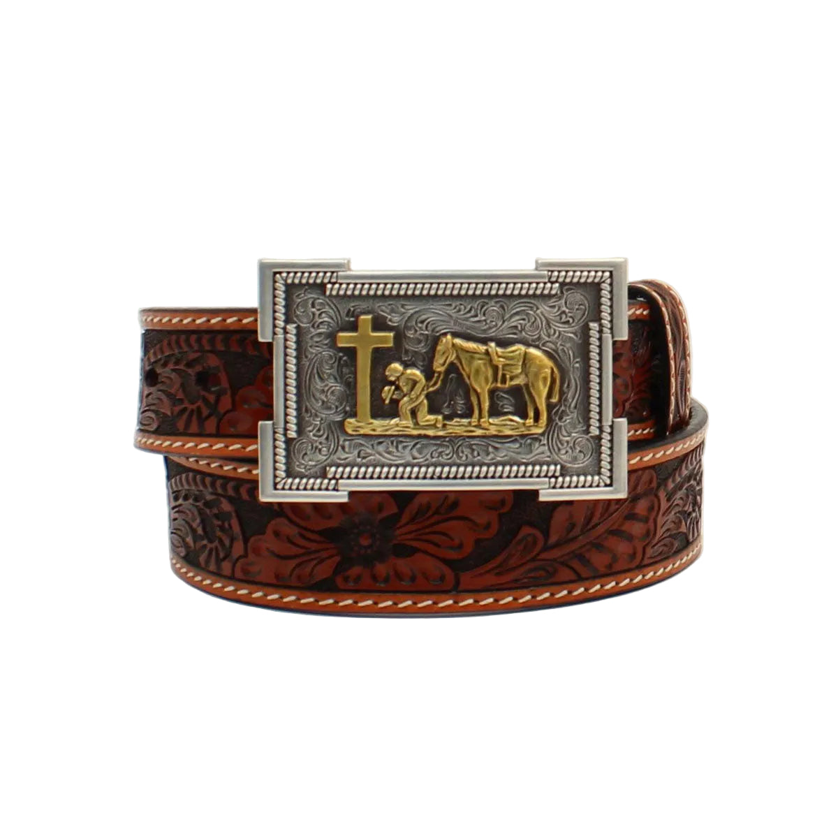 Floral Tooled Children's Belt