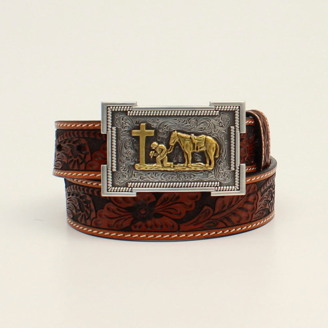 Floral Tooled Children's Belt