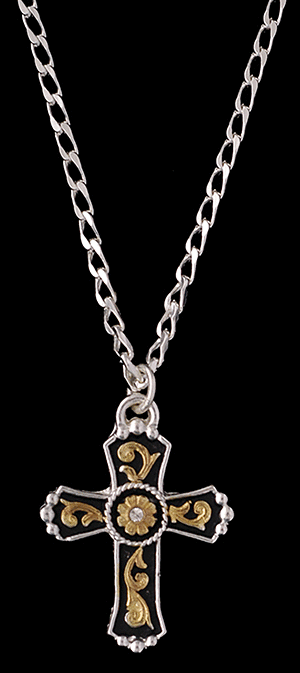 M&F Men's Silver/Gold Cross Necklace