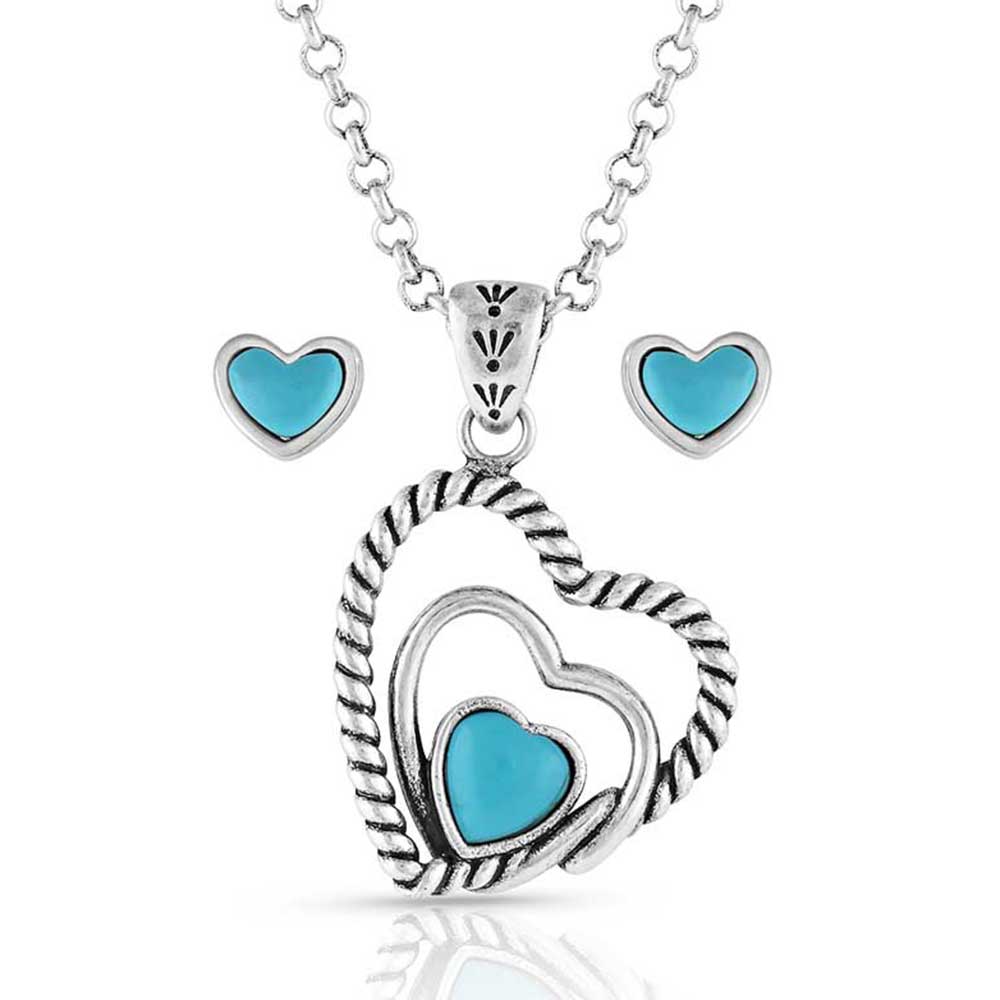 Montana Silversmiths Clearer Ponds Turquoise Heart Jewelry Set
