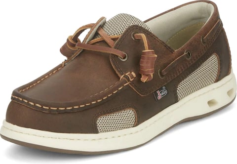 Justin Slip-On Mens Brown Angler Leather Boat Shoes
