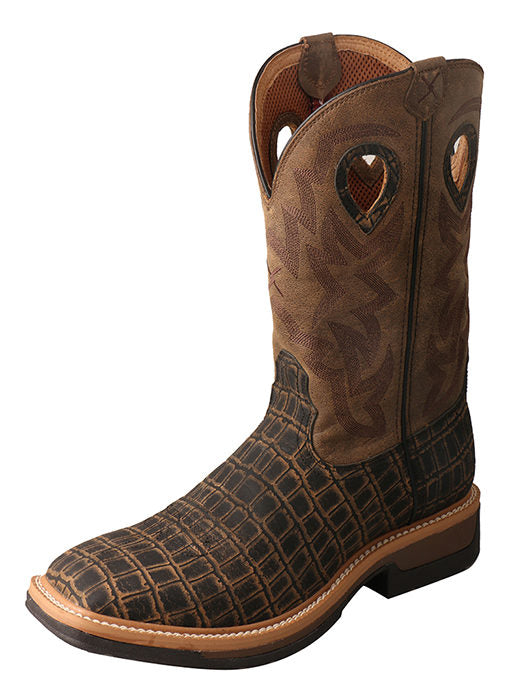 Twisted X Alloy Toe Caiman Print Men's Work Boot