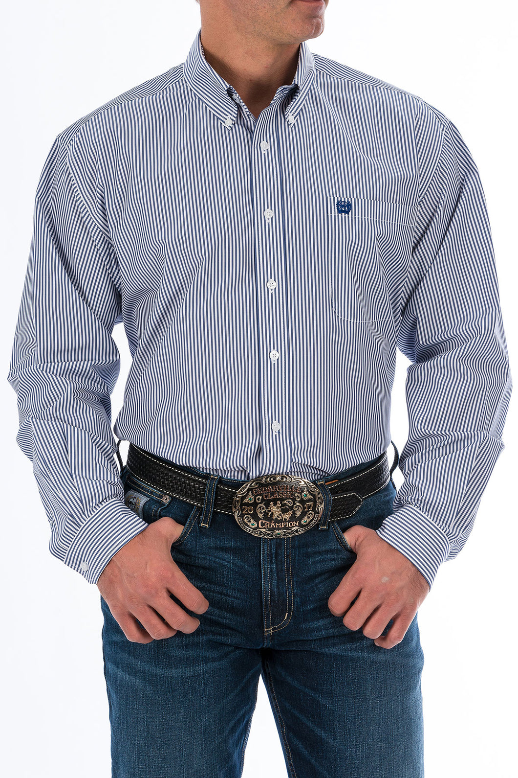 Cinch  Blue Stripe Classic Fit Men's Shirt