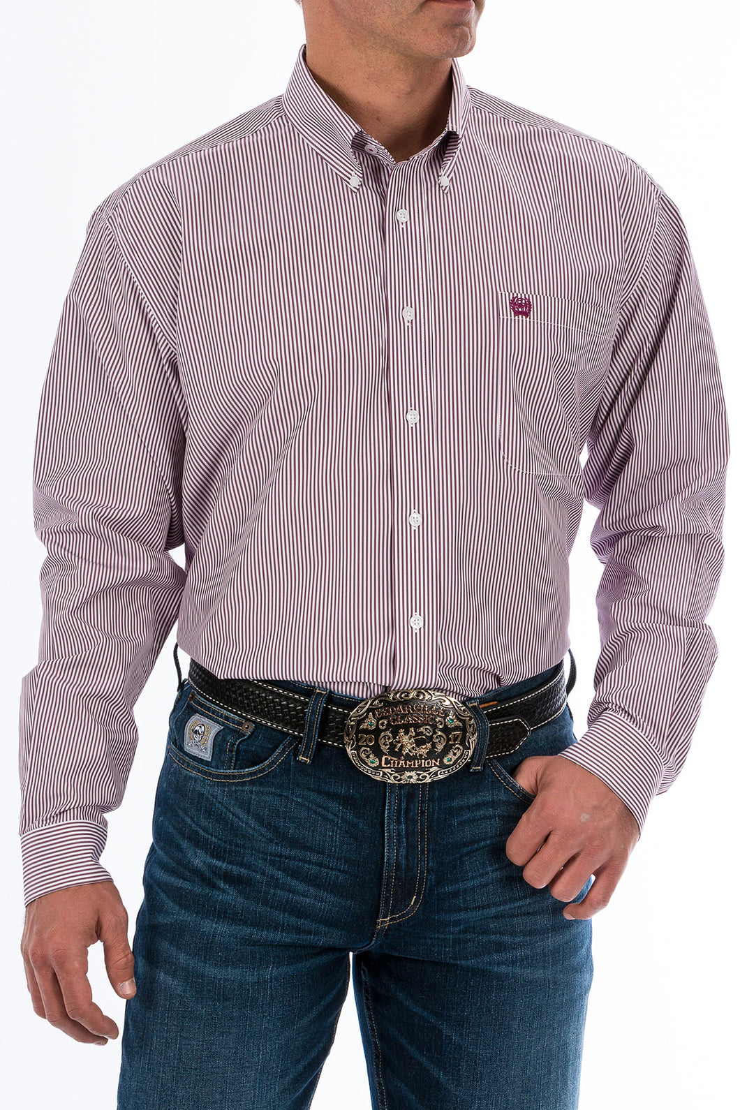 Cinch Purple Stripe Classic Fit Men's Shirt