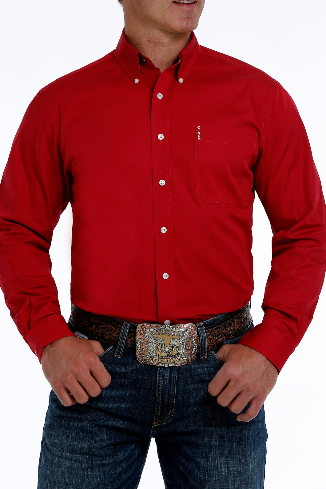 Cinch Red Modern Fit Men's  Shirt