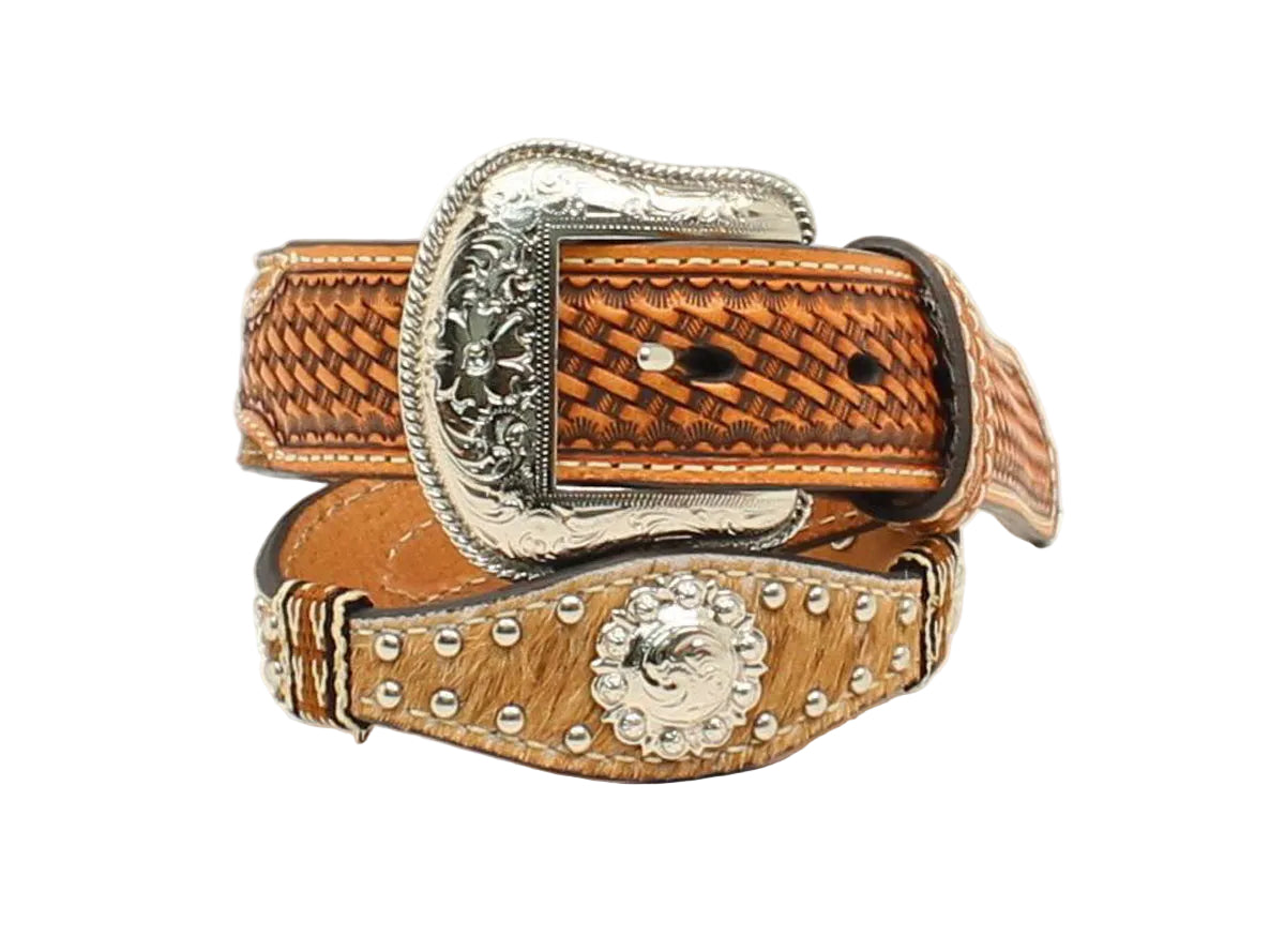 Nocona Calf Hair Cross Concho Children's Belt