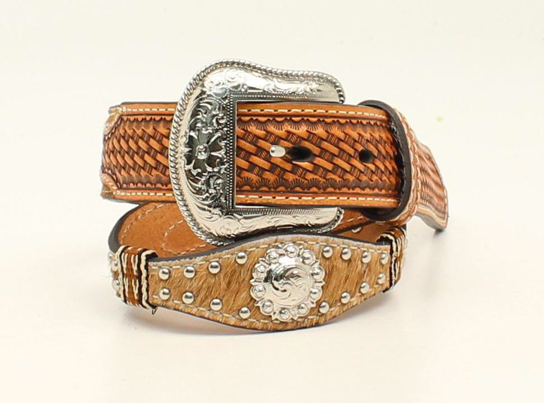 Nocona Calf Hair Cross Concho Children's Belt