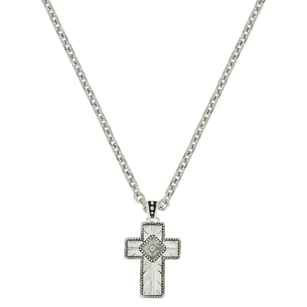 Montana Silversmiths Banded Feathered Cross Necklace