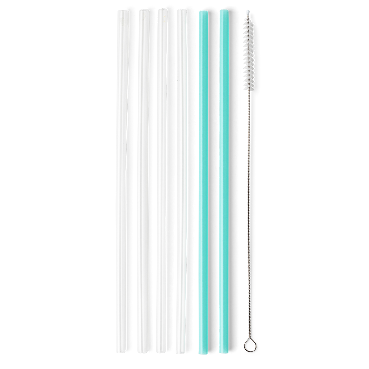 Swig Clear & Aqua Reusable Tall Straw Set