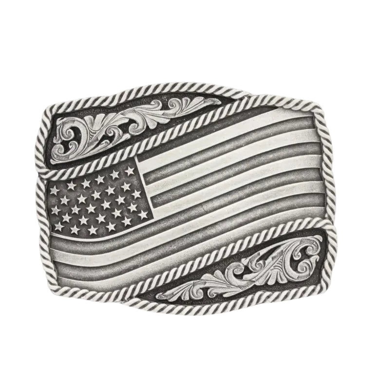 Montana Silversmiths Classic Impressions Waving American Flag Attitude Buckle