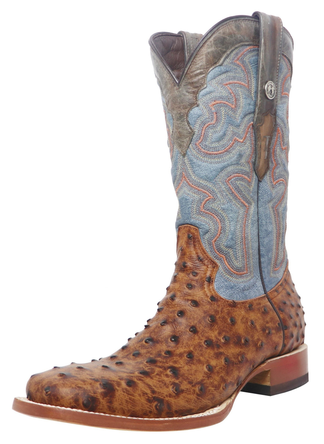 Tanner Mark Cognac Ostrich Print Men's Boots