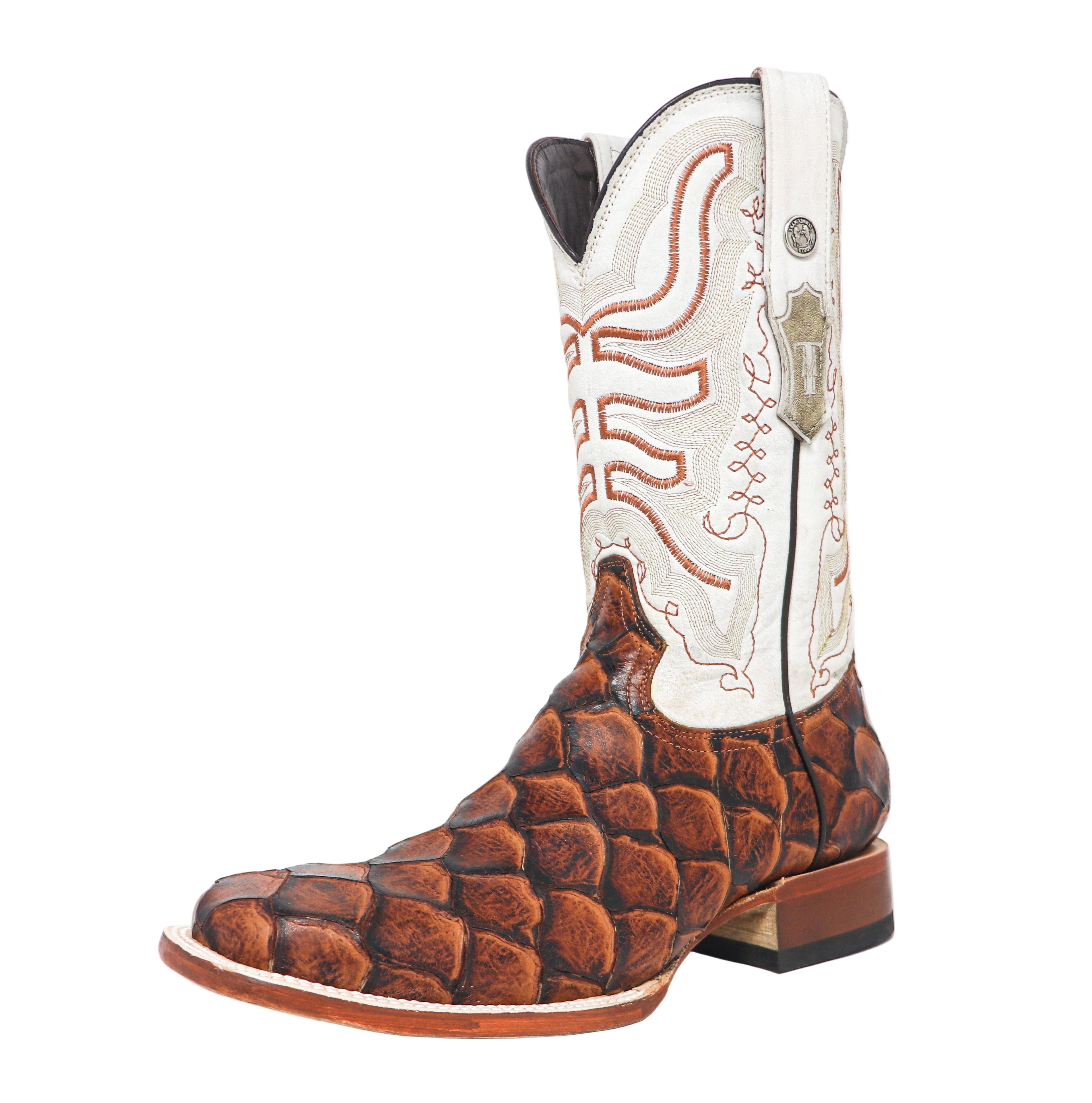 Tanner Mark Cognac Fish Print Men's Boot