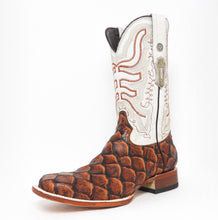 Load image into Gallery viewer, Tanner Mark Cognac Fish Print Men&#39;s Boot
