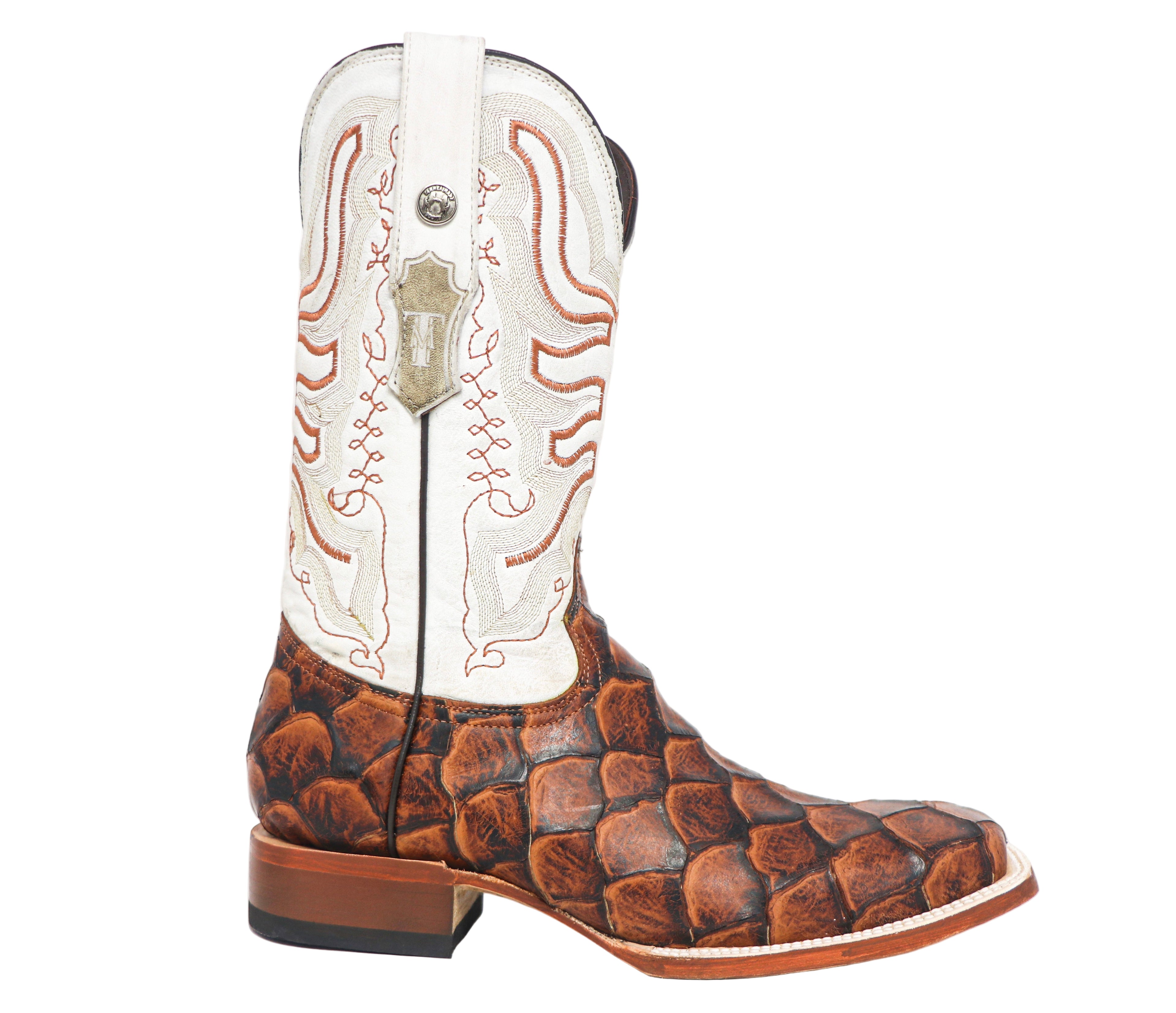 Tanner Mark Cognac Fish Print Men's Boot