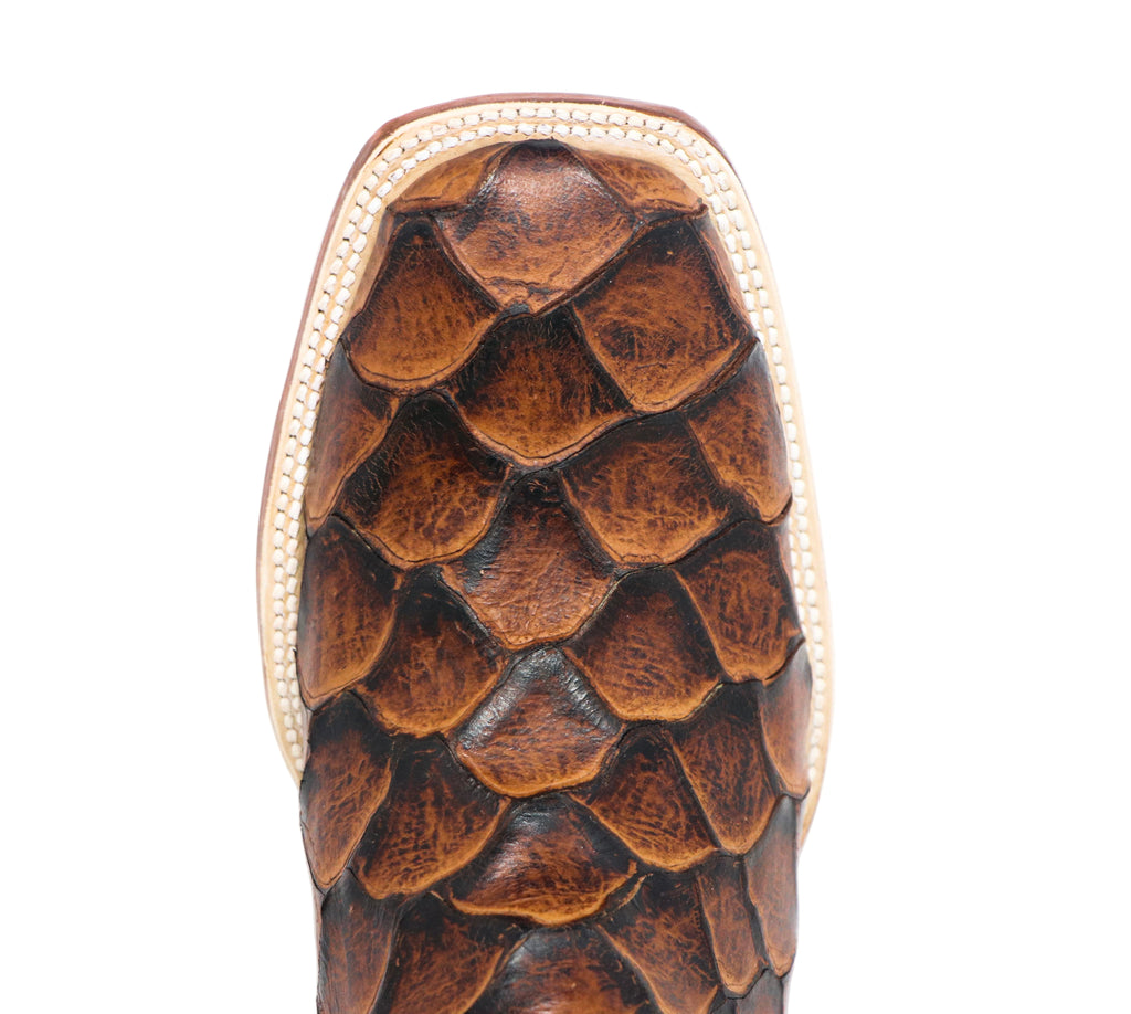 Tanner Mark Cognac Fish Print Men's Boot