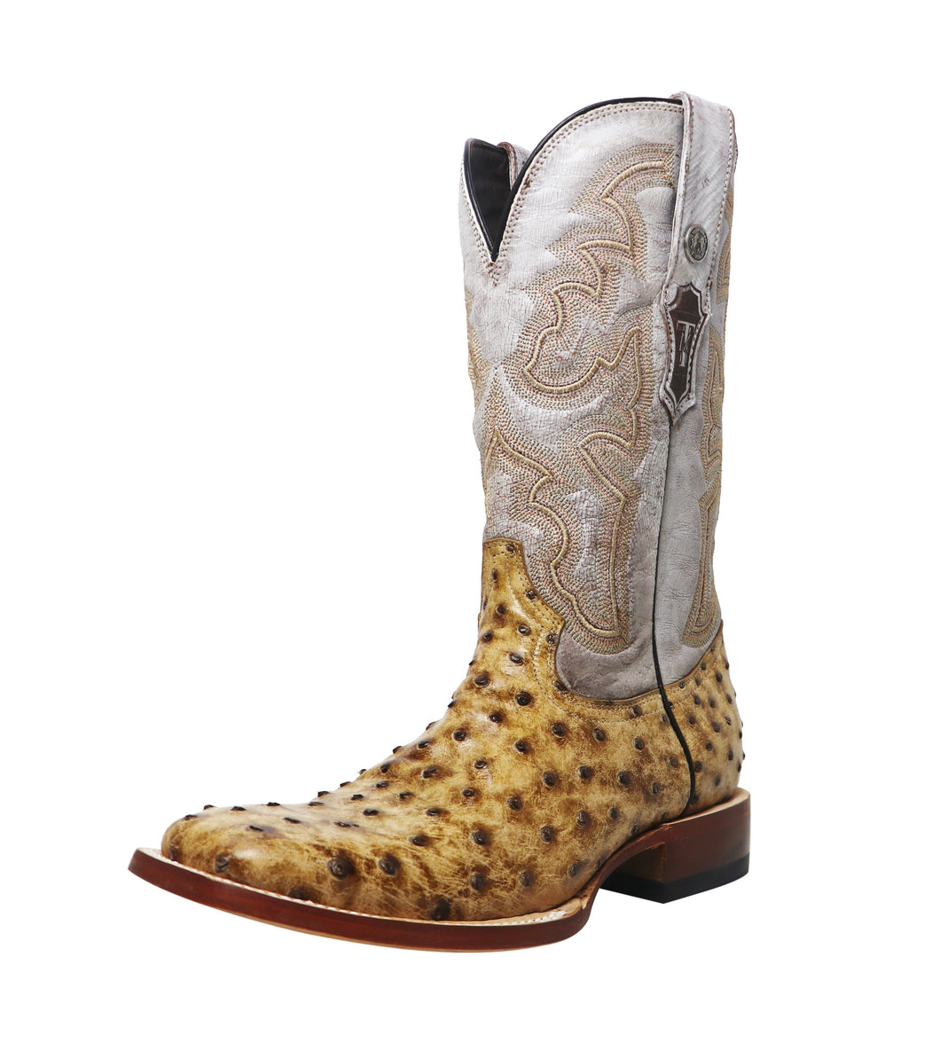 Tanner Mark Oryx Tan Ostrich Print Men's Boots