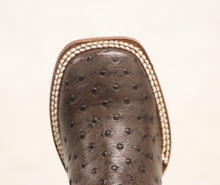 Load image into Gallery viewer, Tanner Mark Chocolate Ostrich Print Children&#39;s Boot
