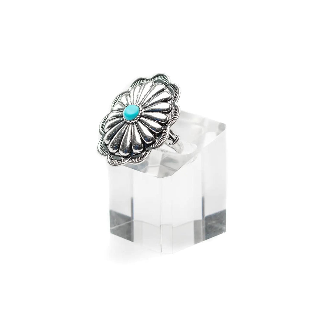 West & Co. Burnished Silver Concho Ring