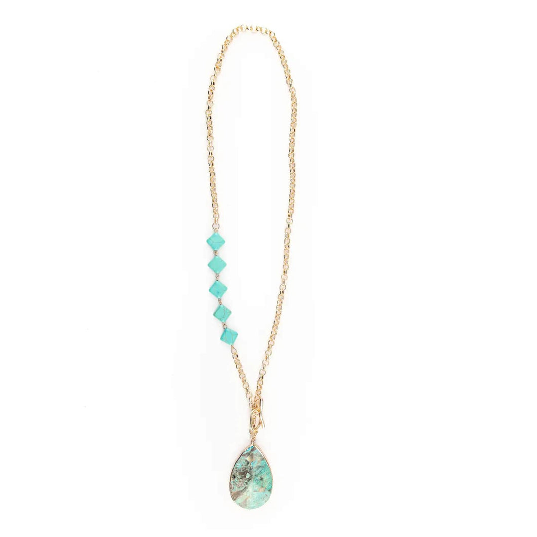 West & Co. Gold Chain Necklace with Turquoise Pendant