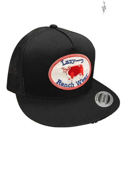Lazy J Ranch Wear Black Red Original Patch Cap