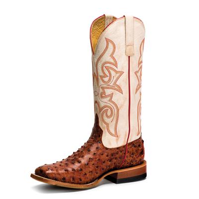 Horsepower Cognac Ostrich Print Men's Boot