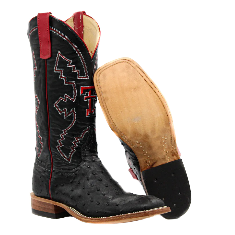 Anderson Bean Exclusive Texas Tech Black Full Quill Ostrich Men's Boot