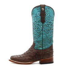 Load image into Gallery viewer, Tanner Mark Nicotine Ostrich Print Ladies&#39; Boot
