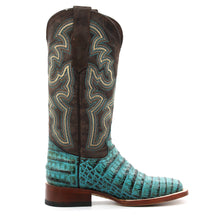 Load image into Gallery viewer, Tanner Mark Turquoise Caiman Print Ladies&#39; Boot
