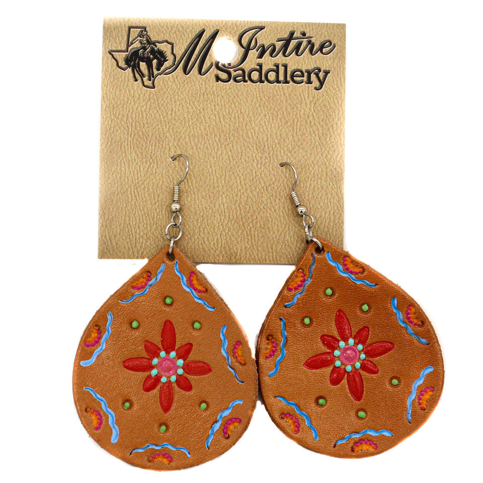 Fiesta Painted Leather Bell Earrings