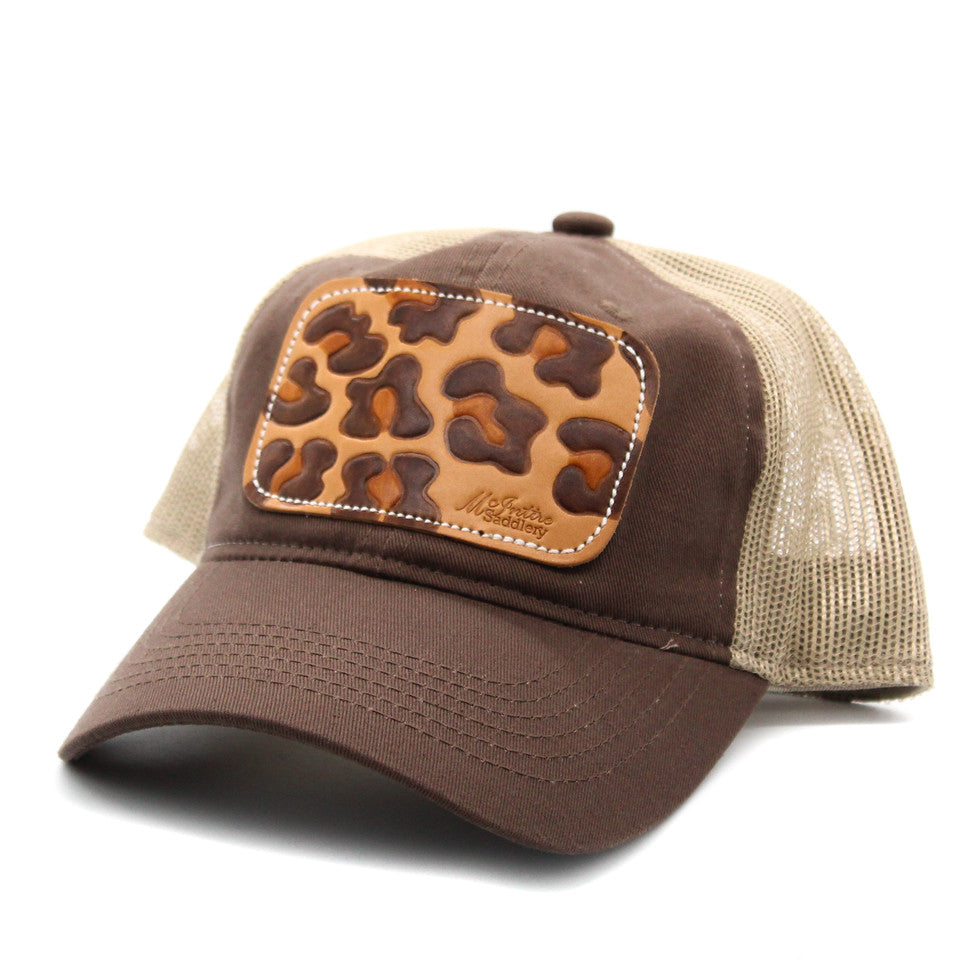 Leopard Leather Patch Cap