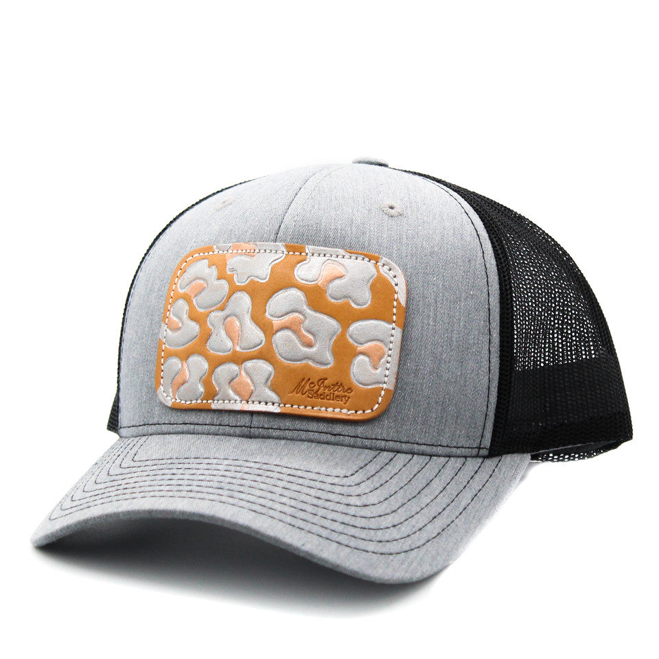 Metallic Leopard Leather Patch Cap